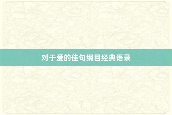 对于爱的佳句纲目经典语录