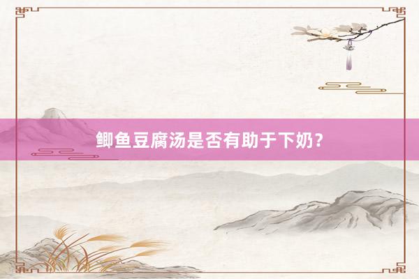 鲫鱼豆腐汤是否有助于下奶?